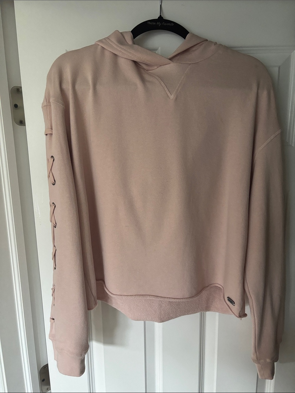 Marc New York Blush Pink Lace-Up Sleeve Hooded Sweatshirt